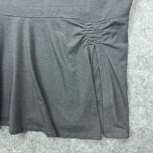Betabrand Shirt Women XL Gray Erin Peplum Top Flutter Short Sleeve Office Career - Picture 6 of 11